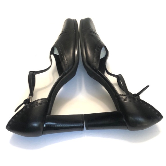 Franco Sarto Black Stacked Heel T-Strap Wide Square Toe Shoes size 8.5M - Picture 9 of 12